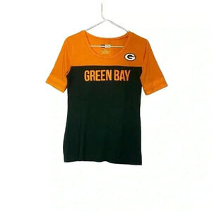 Green Bay Packers Football Women T-Shirt Medium Green Logo Graphic Print Tee NFL